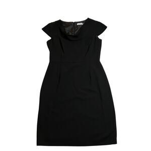 Calvin Klein Cowl Neck Sheath Dress Size 10 Cap Sleeve Knee Length Career